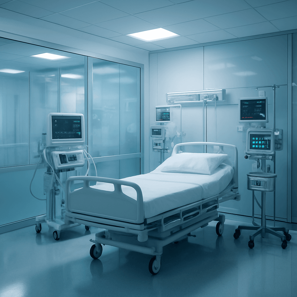 Modern hospital ICU with advanced medical equipment